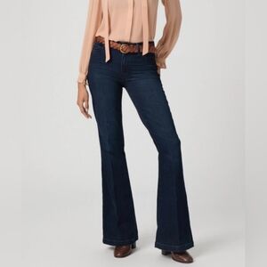 NWT Anthropologie PAIGE Genevieve Modern High-Rise Dark Denim Flare Jeans